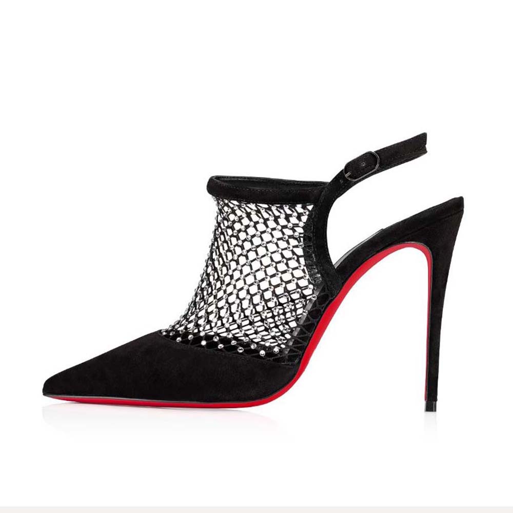 Side profile of Christian Louboutin Women Plougesta Pump Strass 100 mm heel