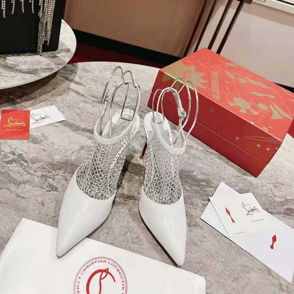 Close-up of sparkling strass detail on Christian Louboutin Plougesta Pump
