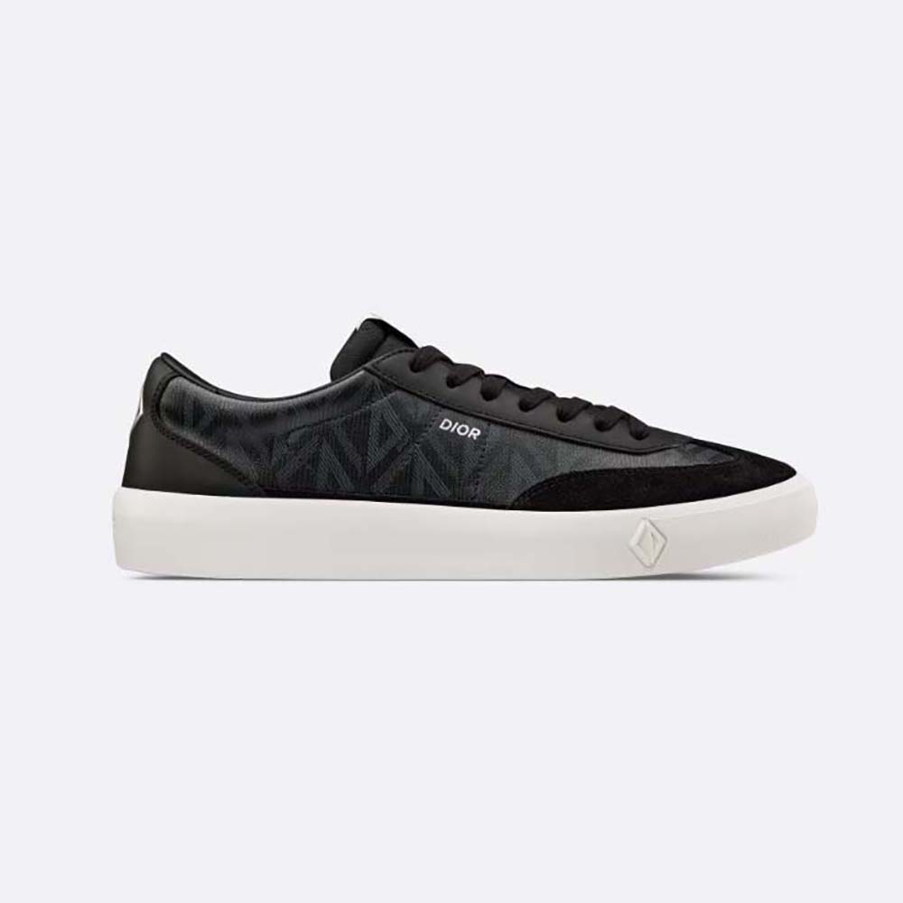 Front view of Dior Men B101 Sneaker in black CD diamond canvas