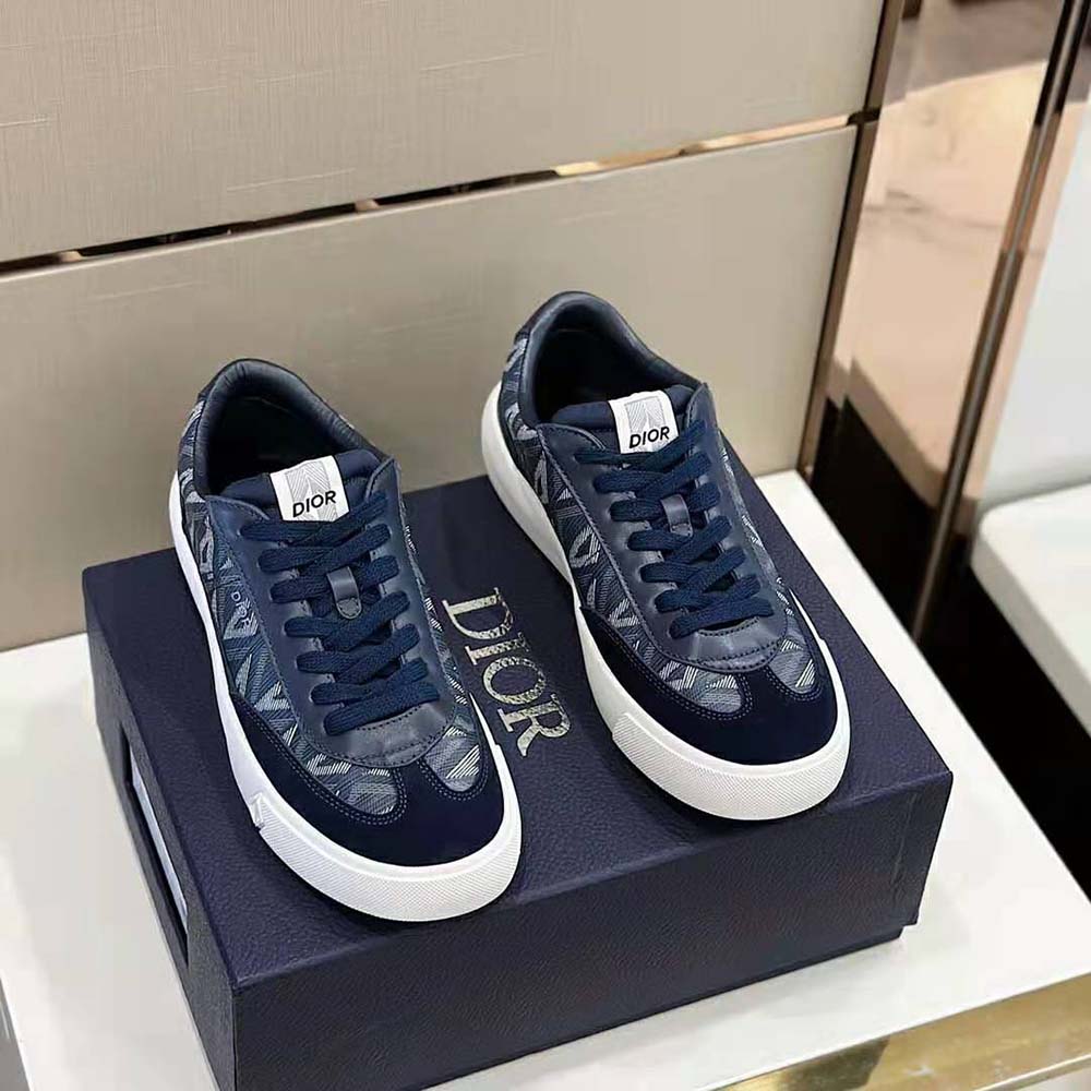 Dior Men B101 Sneaker Navy Blue CD Diamond Canvas Smooth Calfskin and Nubuck - image 4