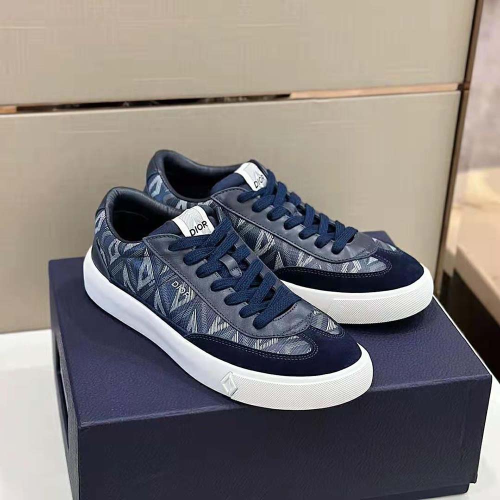 Dior Men B101 Sneaker Navy Blue CD Diamond Canvas Smooth Calfskin and Nubuck - image 5