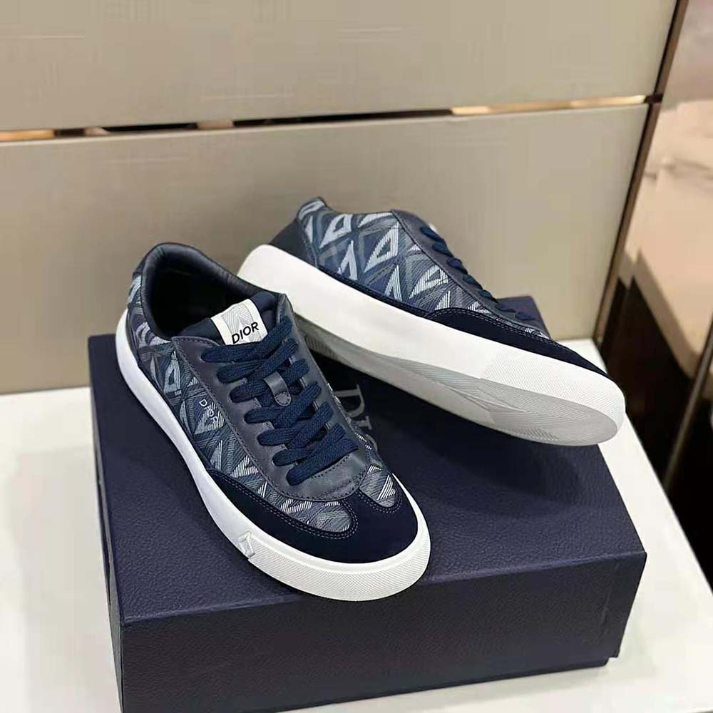Dior Men B101 Sneaker Navy Blue CD Diamond Canvas Smooth Calfskin and Nubuck - image 6
