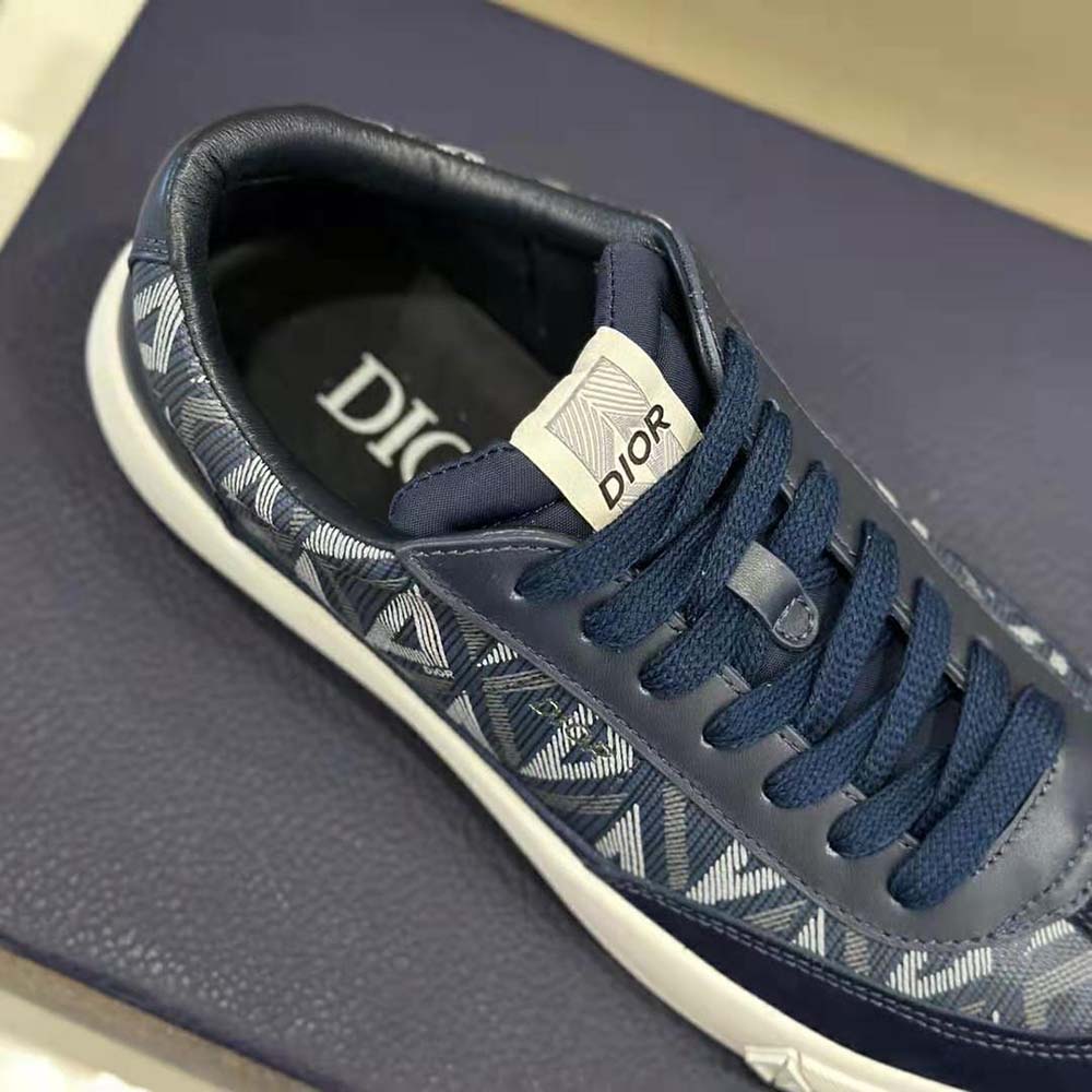 Dior Men B101 Sneaker Navy Blue CD Diamond Canvas Smooth Calfskin and Nubuck - image 8