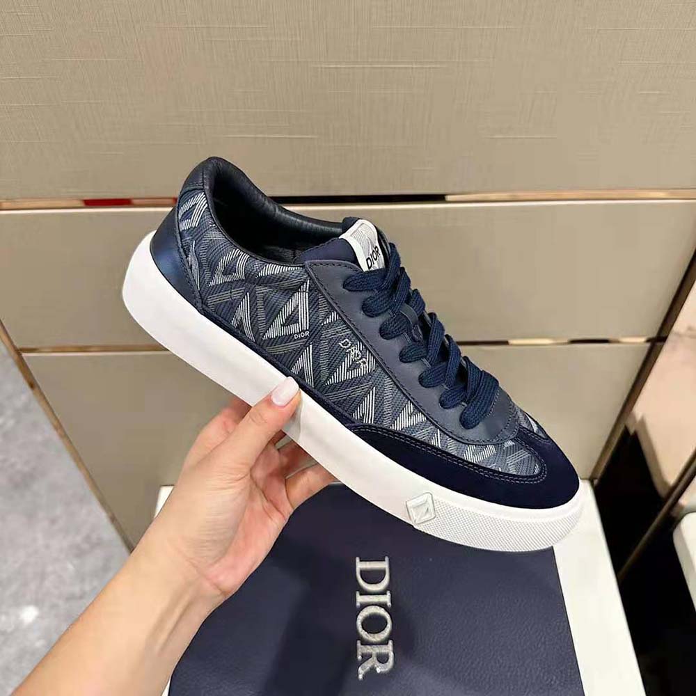 Dior Men B101 Sneaker Navy Blue CD Diamond Canvas Smooth Calfskin and Nubuck - image 7