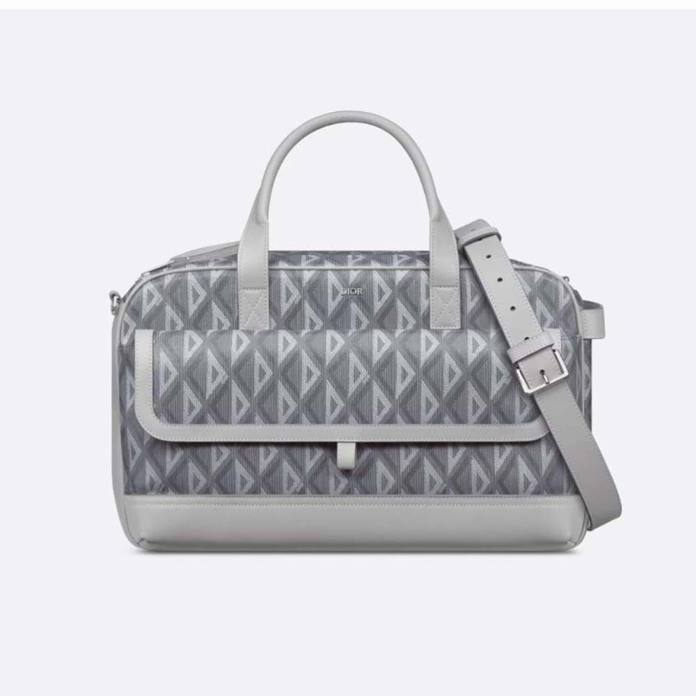 Front angle of Dior Men Hit the Road Pet Carrier Bag in gray