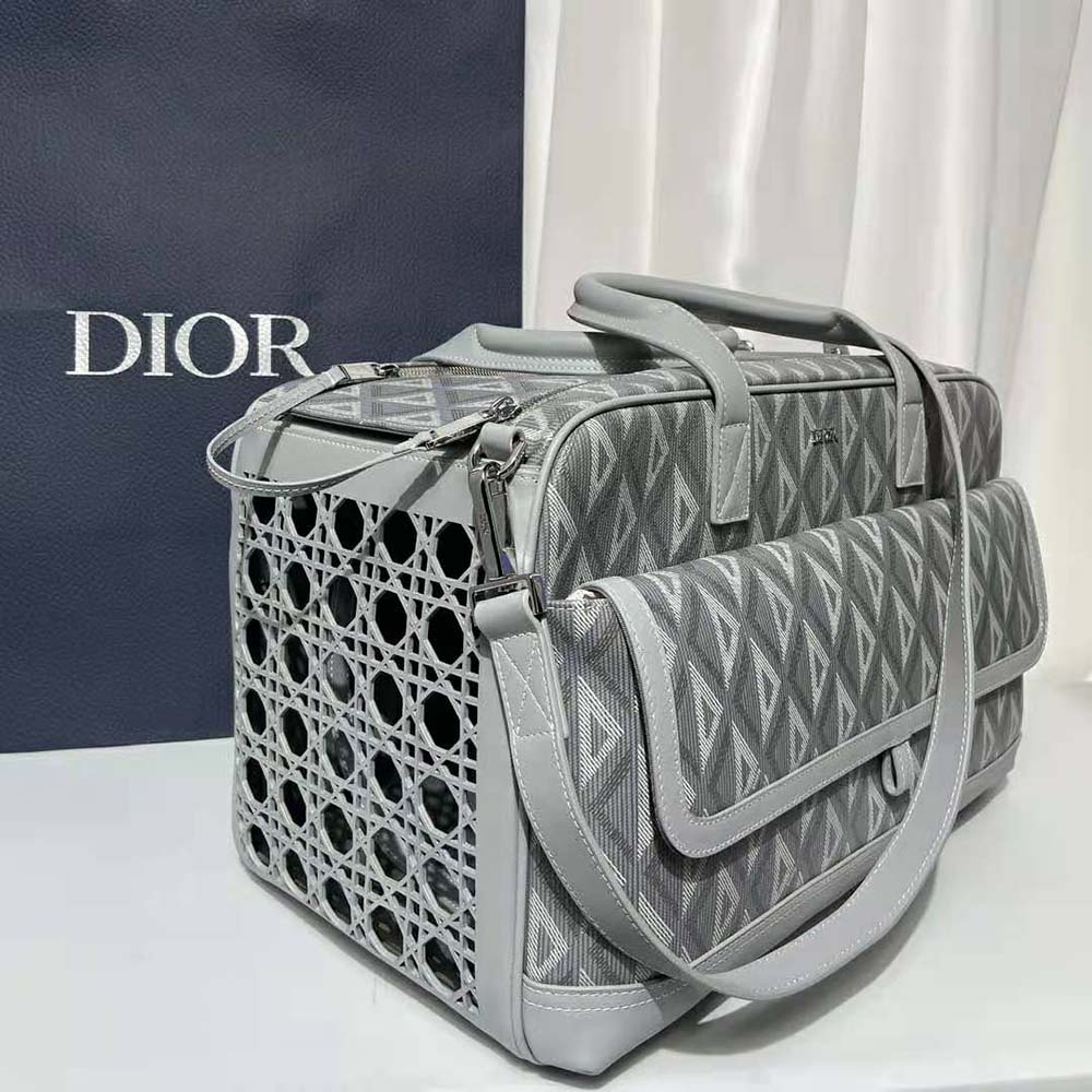Dior Men Hit the Road Pet Carrier Bag Dior Gray CD Diamond Canvas and Smooth Calfskin - image 6