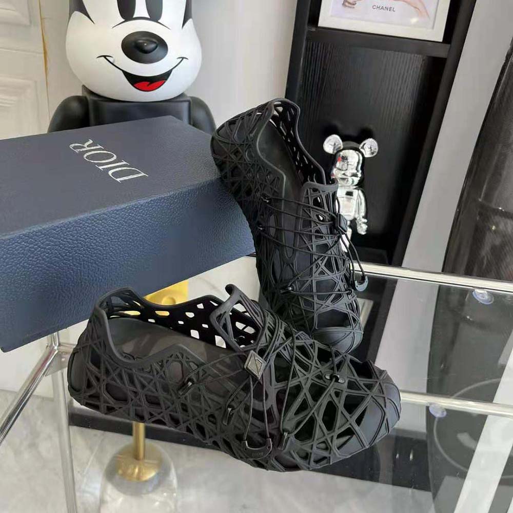 Dior Men Warp Sandal Black Cosmo Rubber with Warped Cannage Motif - image 6