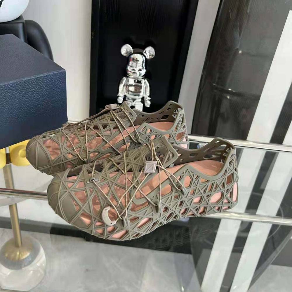 Dior Men Warp Sandal Khaki Cosmo Rubber with Warped Cannage Motif - image 4