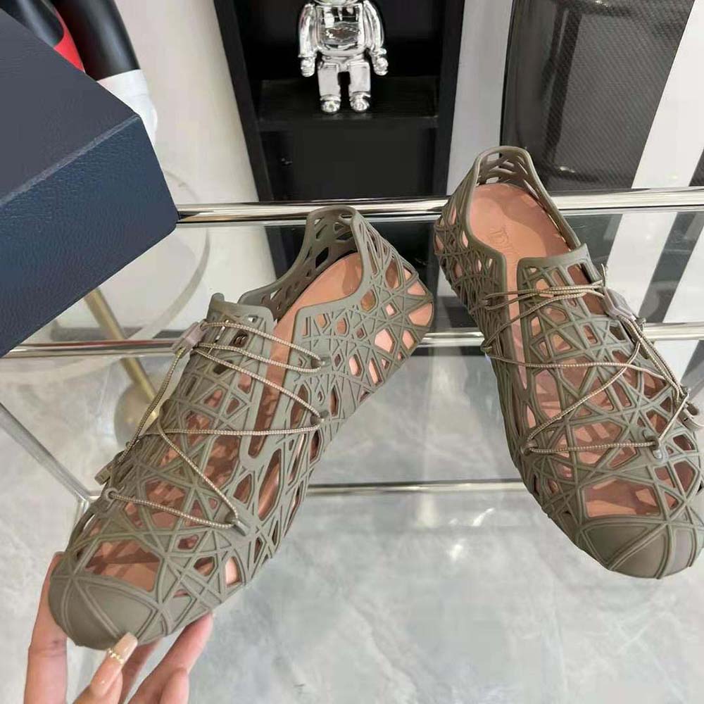 Dior Men Warp Sandal Khaki Cosmo Rubber with Warped Cannage Motif - image 6