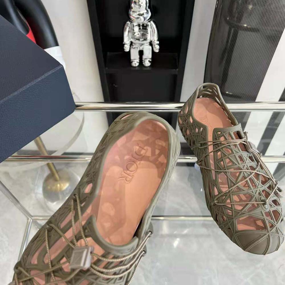 Dior Men Warp Sandal Khaki Cosmo Rubber with Warped Cannage Motif - image 9