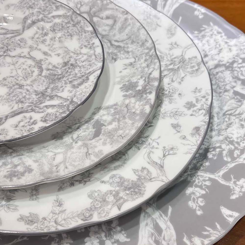 Dior Unisex Dessert Plate Gray Toile de Jouy Hydrangea - image 7
