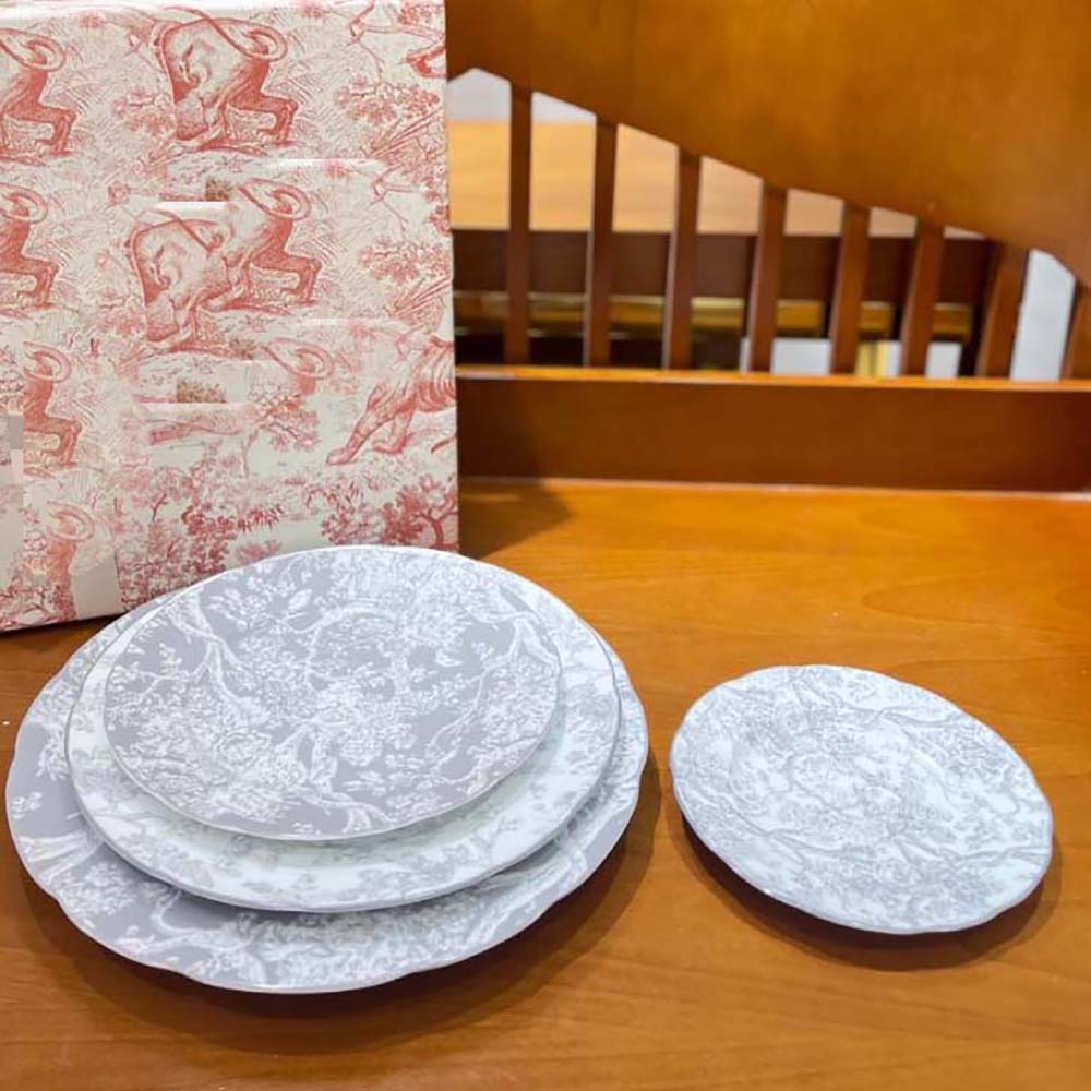 Dior Unisex Dessert Plate Gray Toile de Jouy Hydrangea - image 5