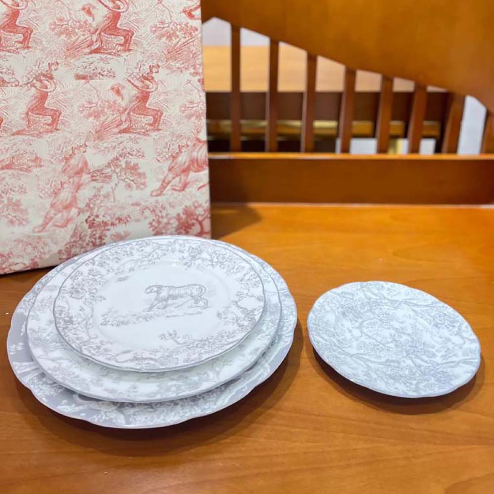 Dior Unisex Dessert Plate Gray Toile de Jouy Hydrangea - image 4