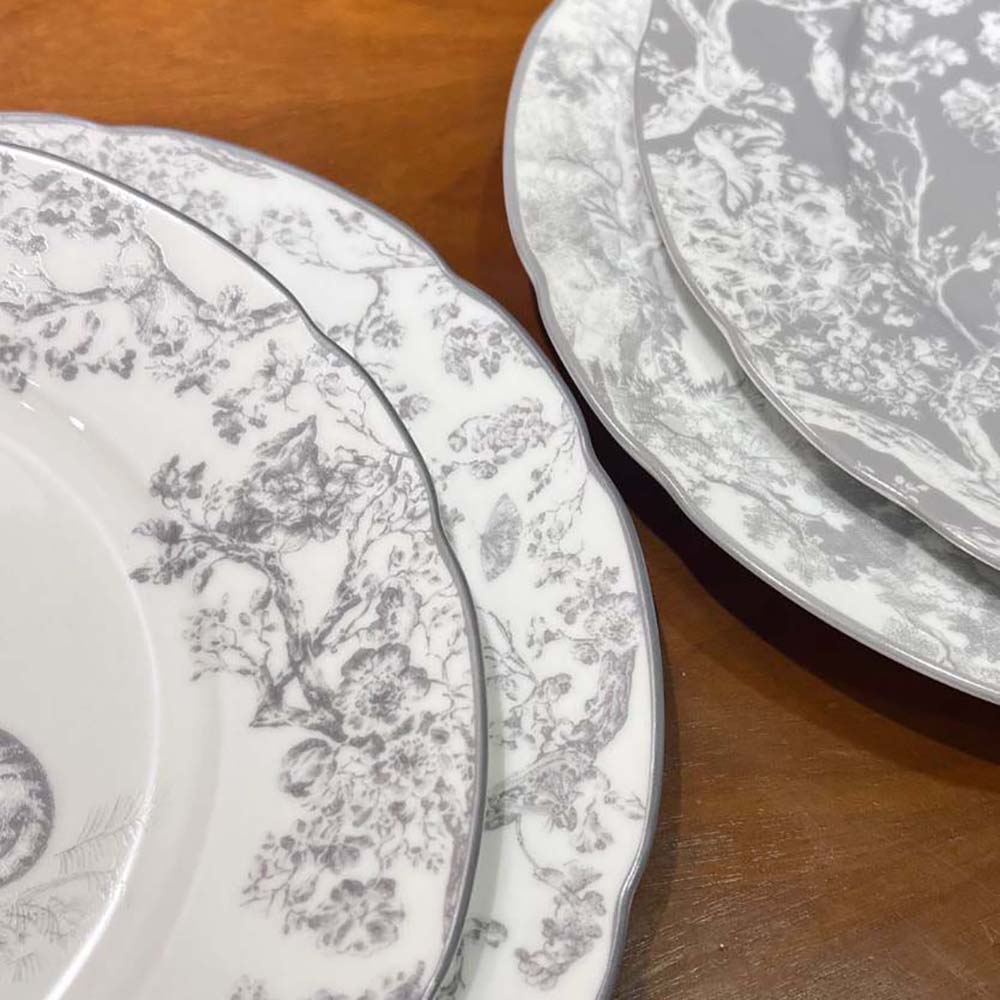Dior Unisex Dessert Plate Gray Toile de Jouy Tiger - image 6