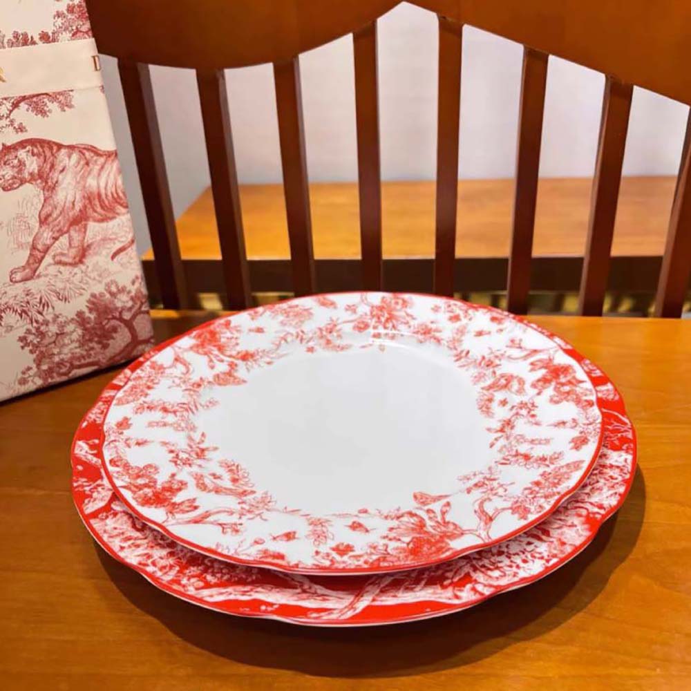 Dior Unisex Dinner Plate Red Toile de Jouy - image 6