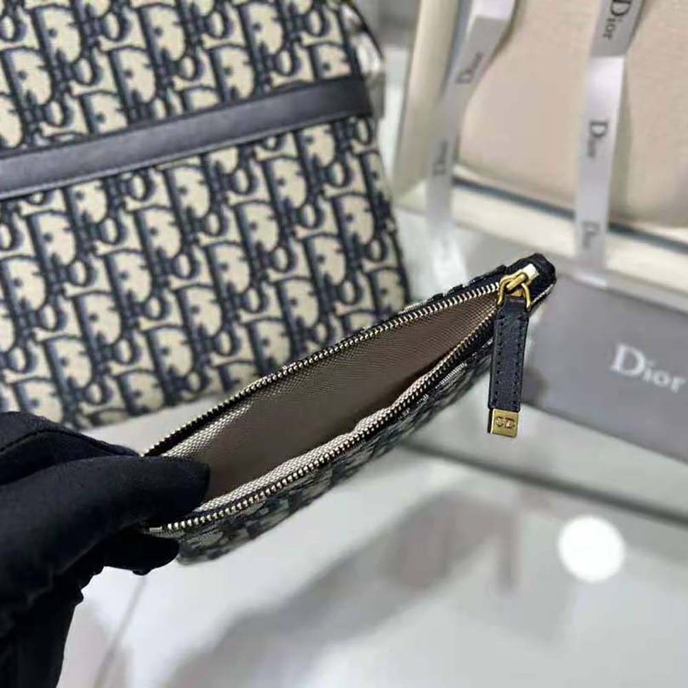 Side angle showing silver zip on Dior Unisex Diortravel Travel Kit