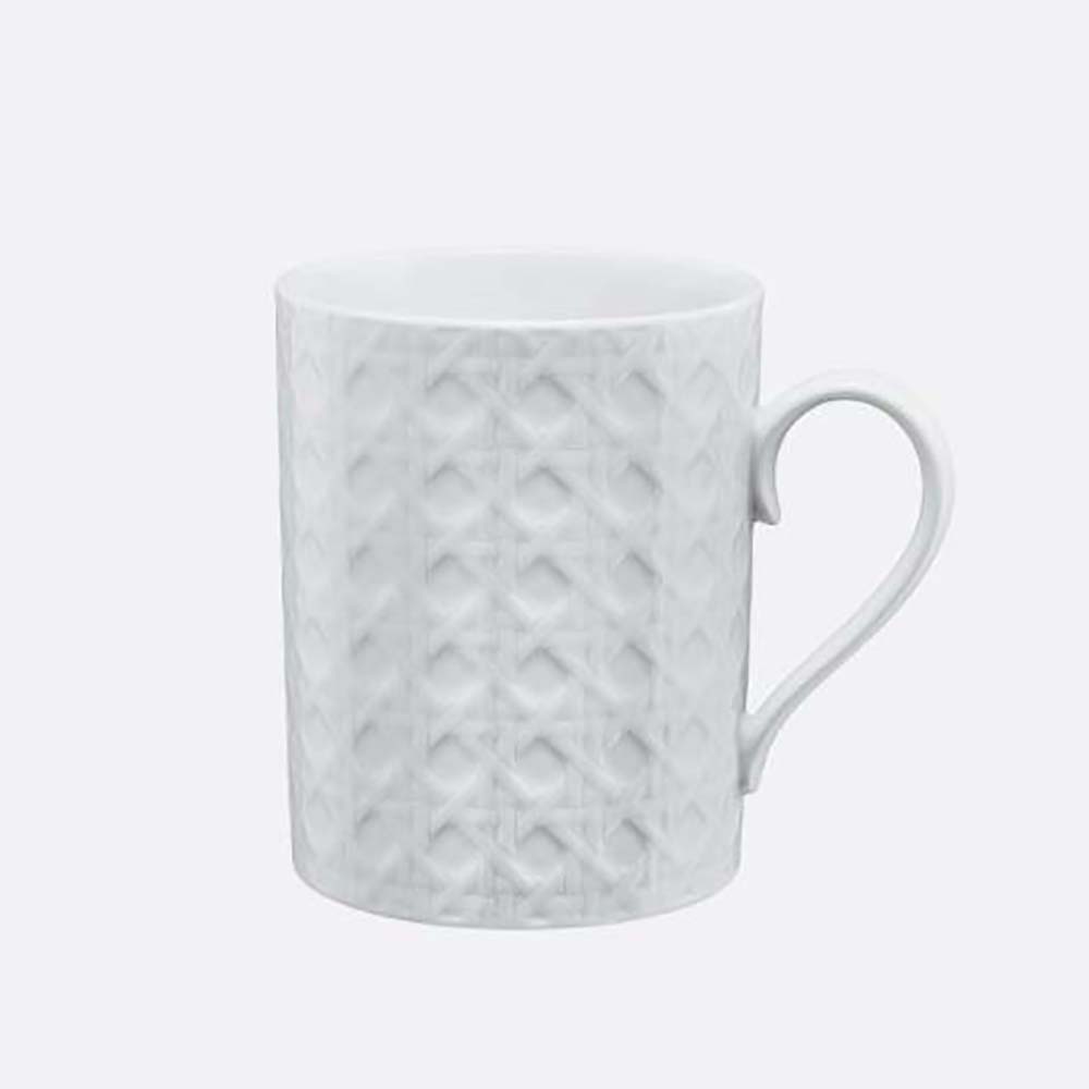 Front view of Dior Unisex Mug White Miss Dior Cannage with embossed pattern