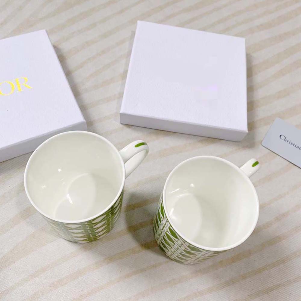 Dior Unisex Set of Two Mugs Green Cannage Provence - image 7