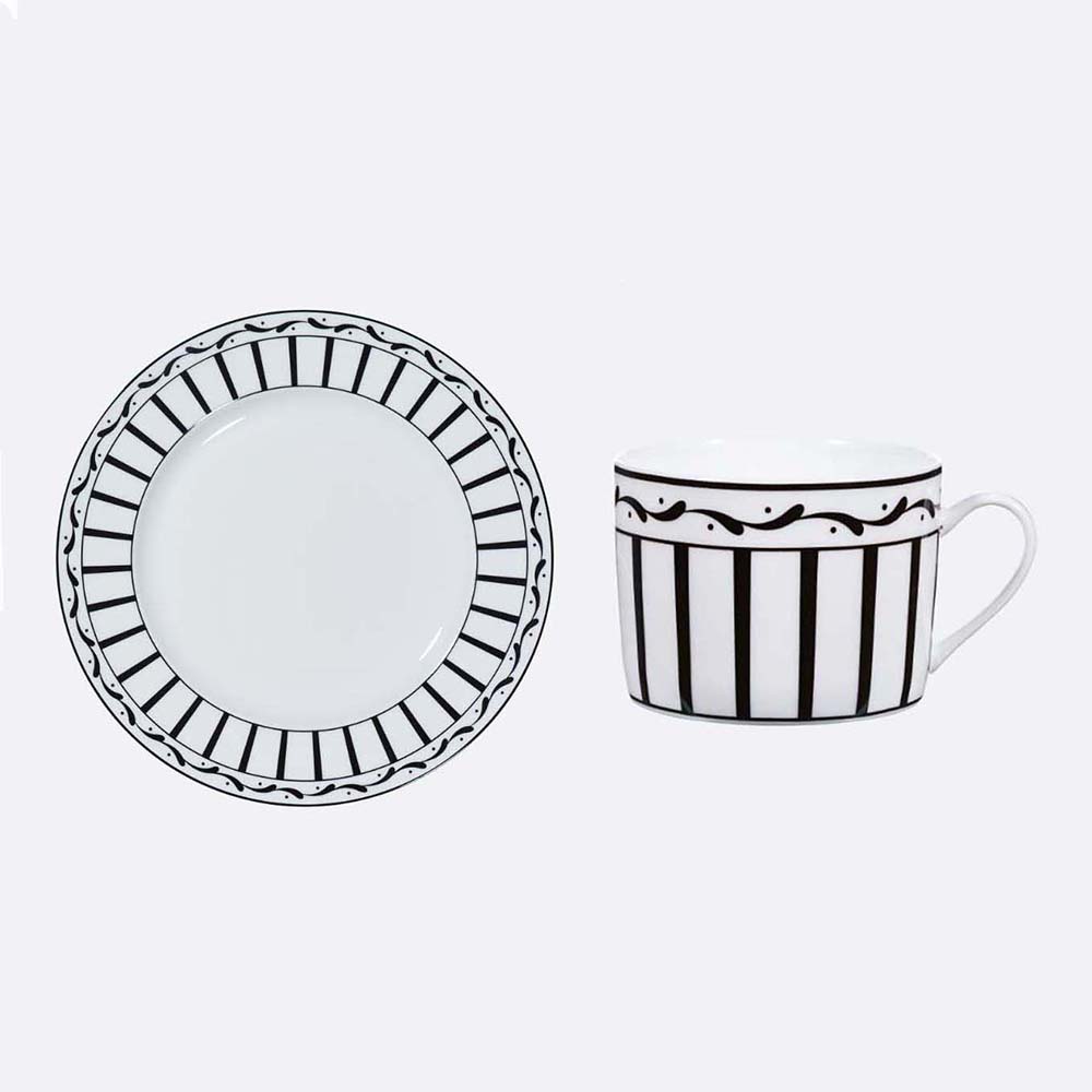 Top view of Dior Unisex Teacup Saucer White and Black Monsieur Dior
