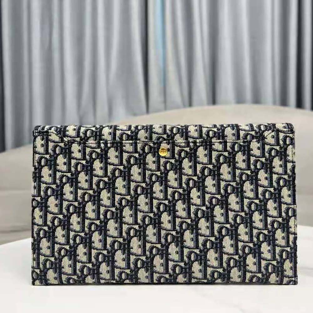 Dior Women 30 Montaigne Avenue Pouch with Flap Blue Dior Oblique Jacquard - image 4
