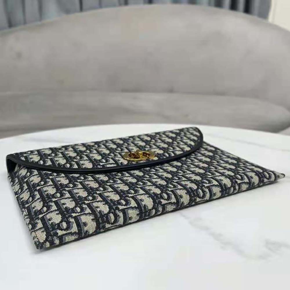 Dior Women 30 Montaigne Avenue Pouch with Flap Blue Dior Oblique Jacquard - image 5