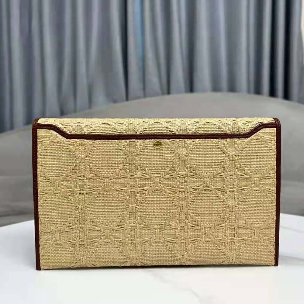 Dior Women 30 Montaigne Avenue Pouch with Flap Natural Cannage Raffia - image 4