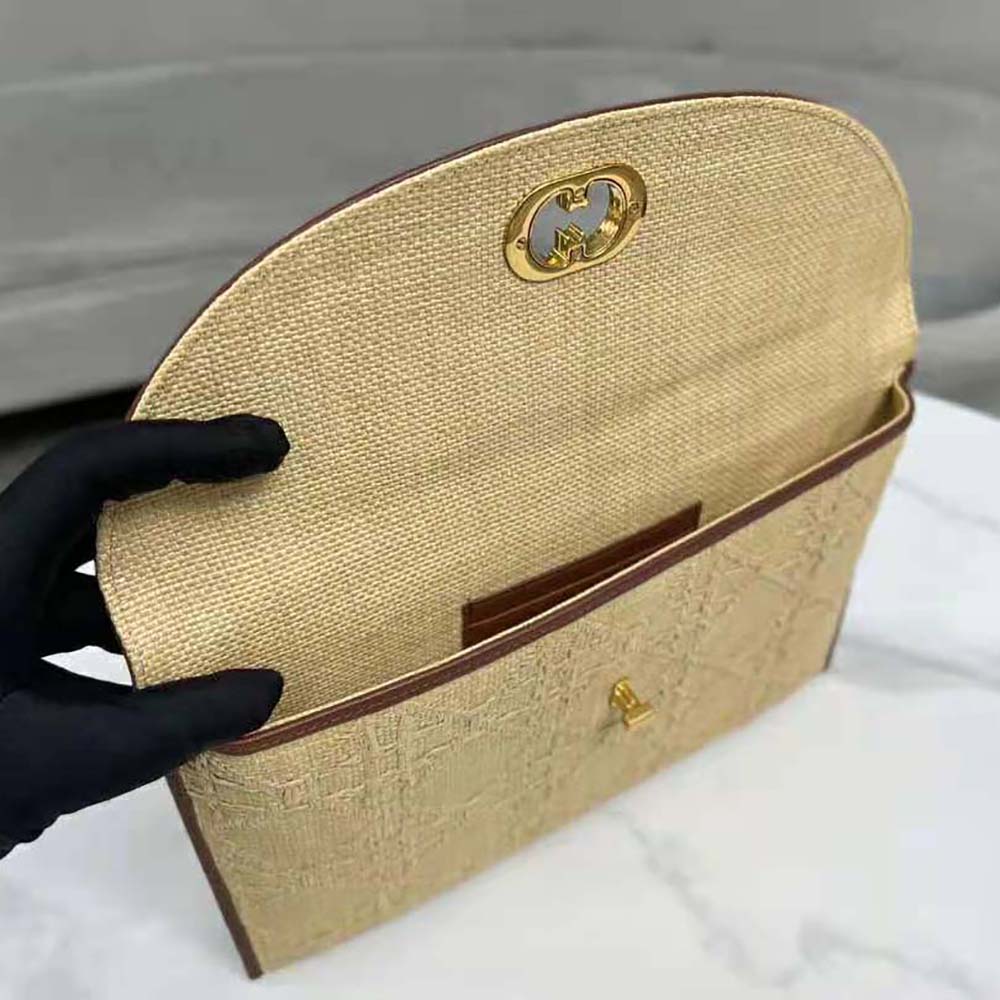 Dior Women 30 Montaigne Avenue Pouch with Flap Natural Cannage Raffia - image 7