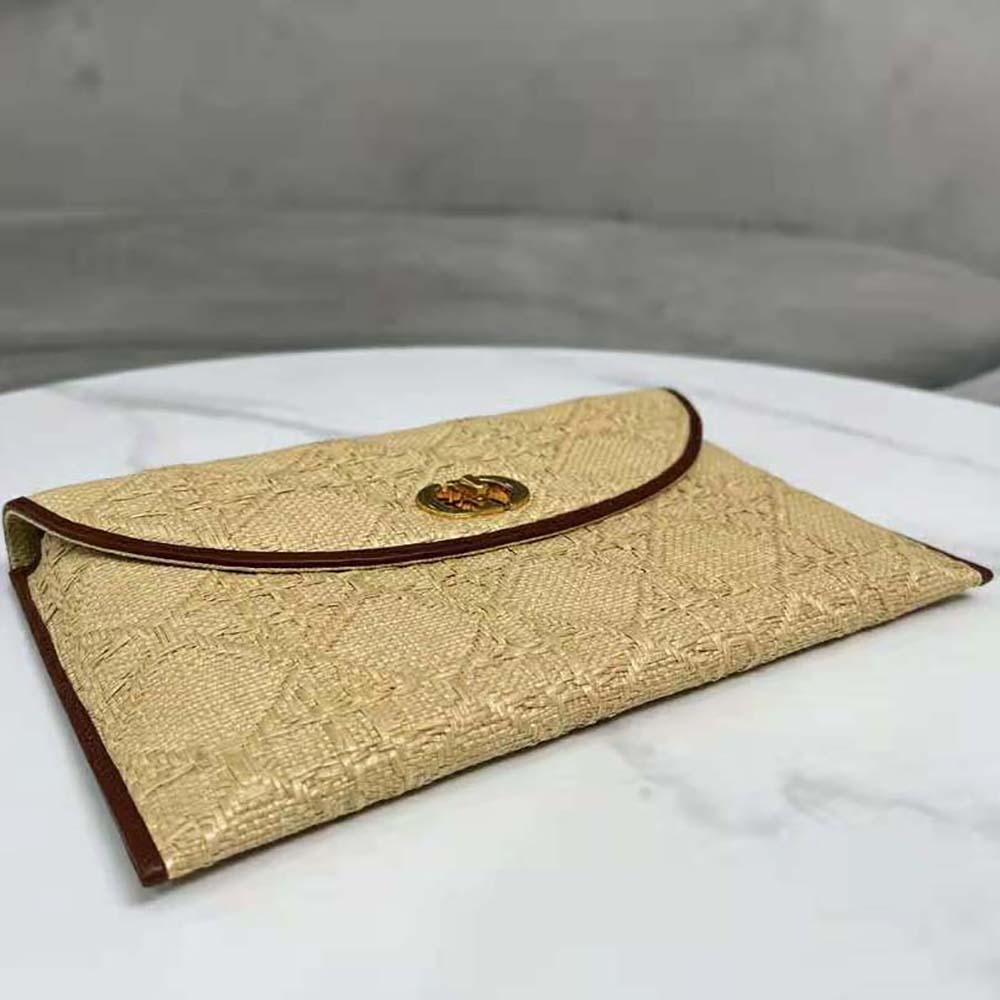 Dior Women 30 Montaigne Avenue Pouch with Flap Natural Cannage Raffia - image 6