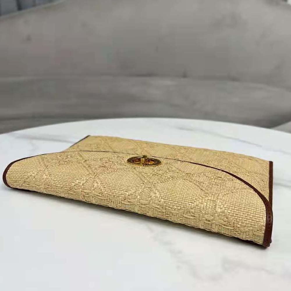 Dior Women 30 Montaigne Avenue Pouch with Flap Natural Cannage Raffia - image 5