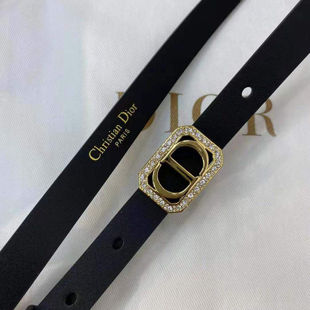 Dior Women 30 Montaigne Crystals Belt Black Smooth Calfskin and Silver-Tone Crystals 15 MM - image 7