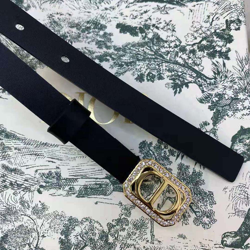 Dior Women 30 Montaigne Crystals Belt Black Smooth Calfskin and Silver-Tone Crystals 15 MM - image 5