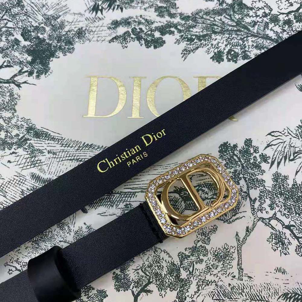 Dior Women 30 Montaigne Crystals Belt Black Smooth Calfskin and Silver-Tone Crystals 15 MM - image 4