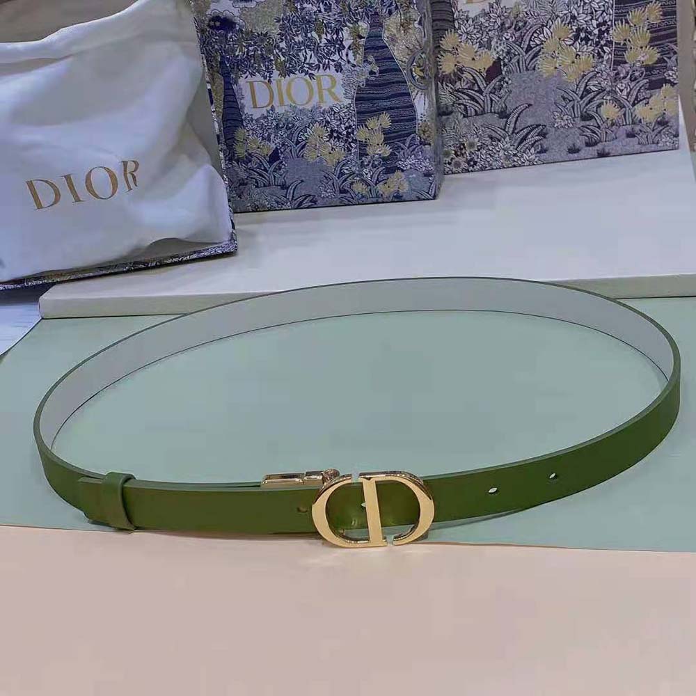 Close-up on silver-tone Dior buckle of 30 Montaigne Reversible Belt