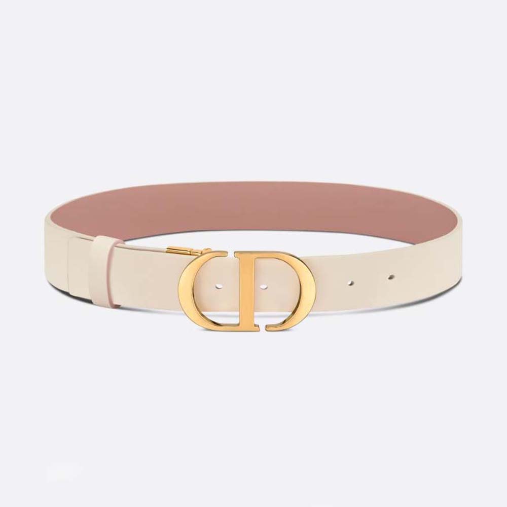 Front view of Dior Women 30 Montaigne Reversible Belt with signature buckle