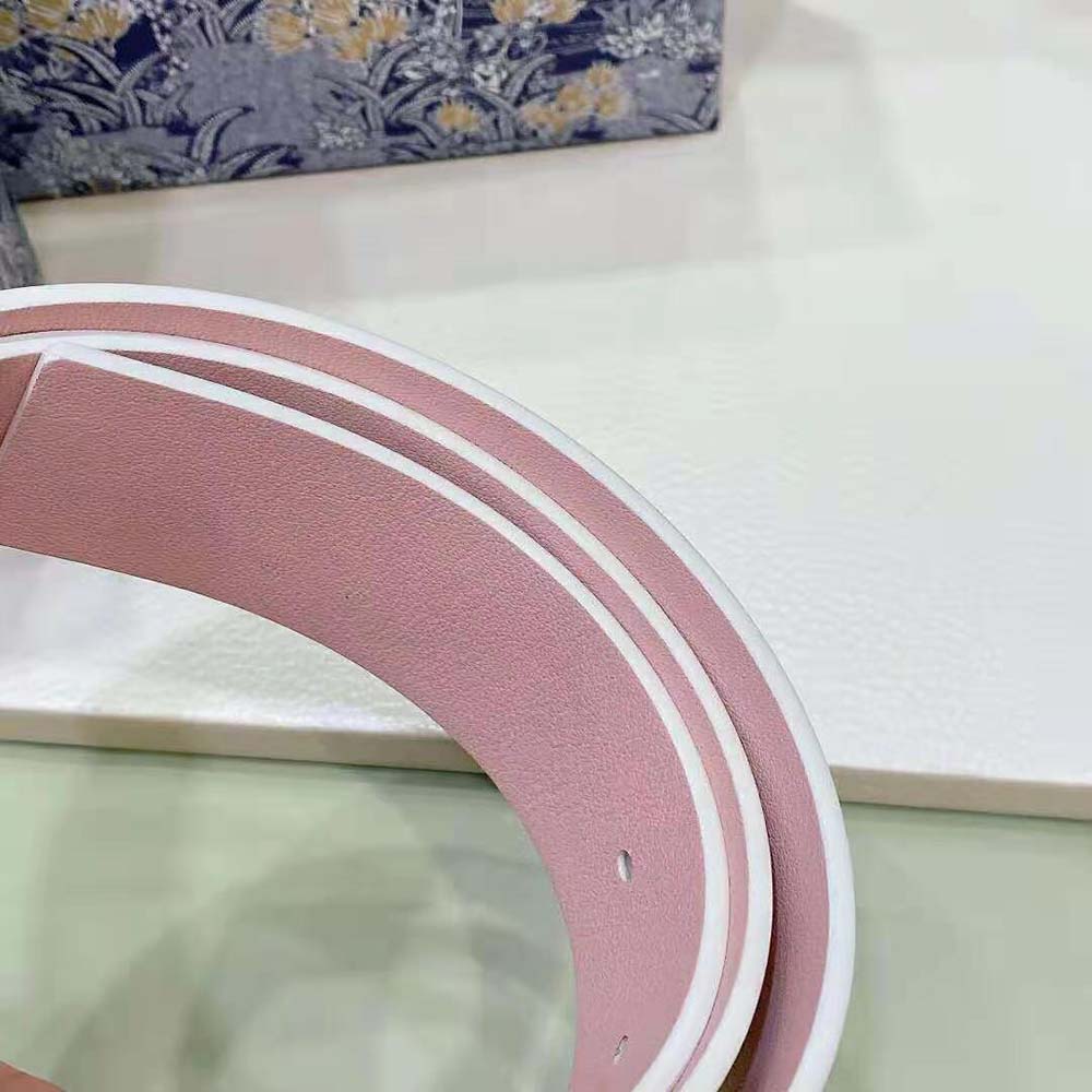Dior Women 30 Montaigne Reversible Belt Dusty Ivory and Heritage Pink Smooth Calfskin 35 MM - image 6