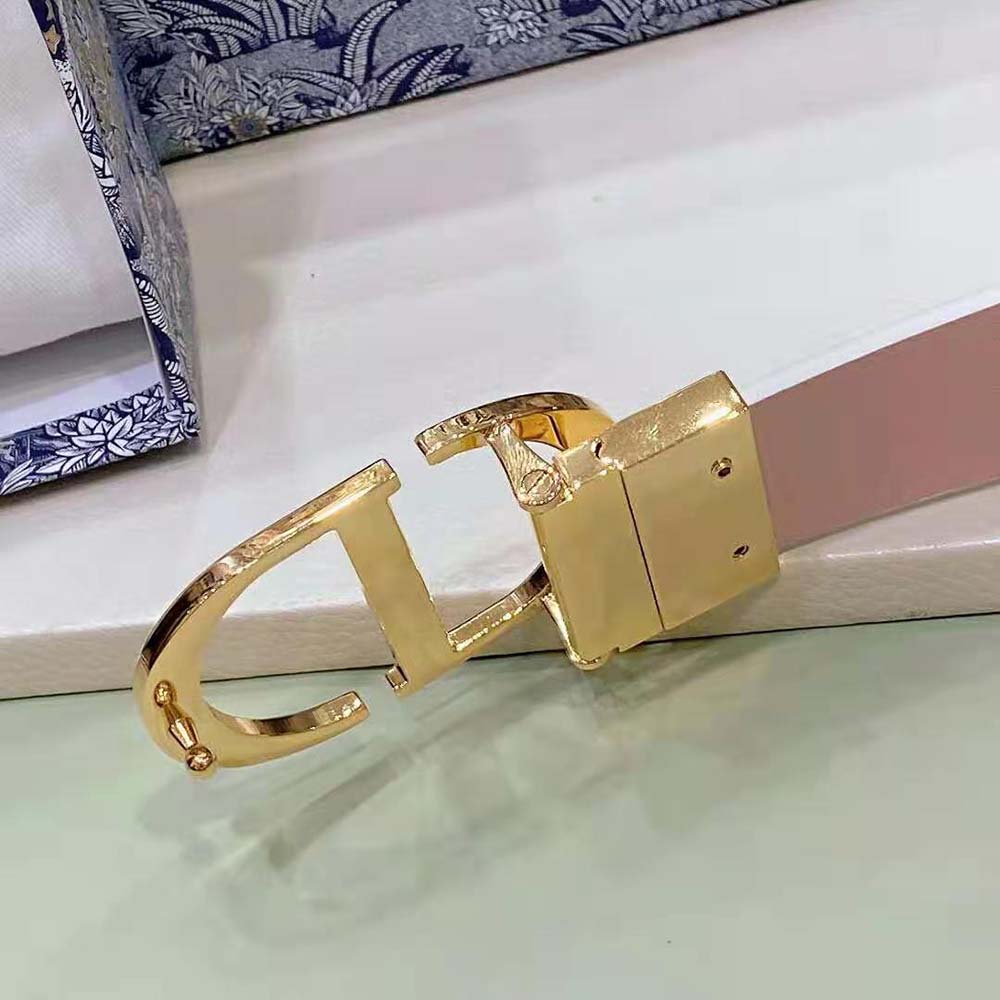 Dior Women 30 Montaigne Reversible Belt Dusty Ivory and Heritage Pink Smooth Calfskin 35 MM - image 9