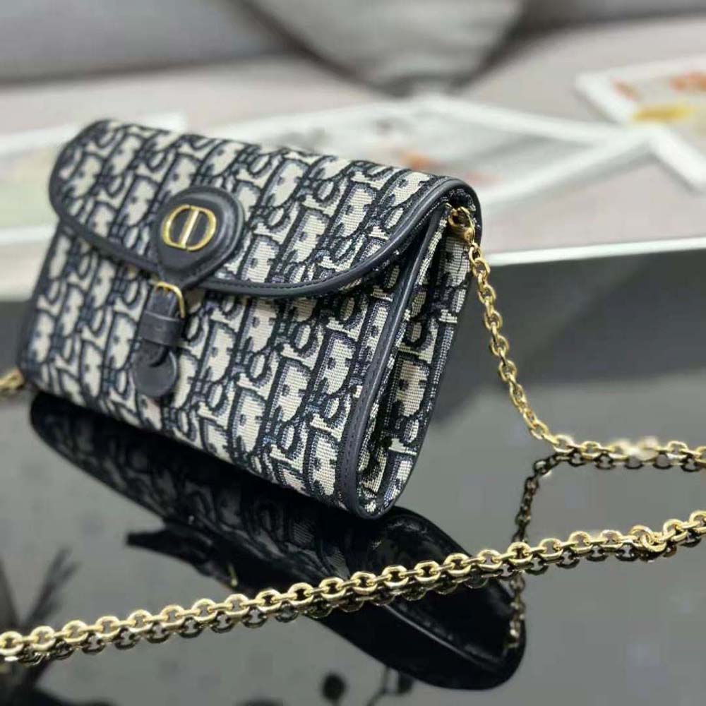 Dior Women Bobby East-west Pouch with Chain Blue Dior Oblique Jacquard - image 5