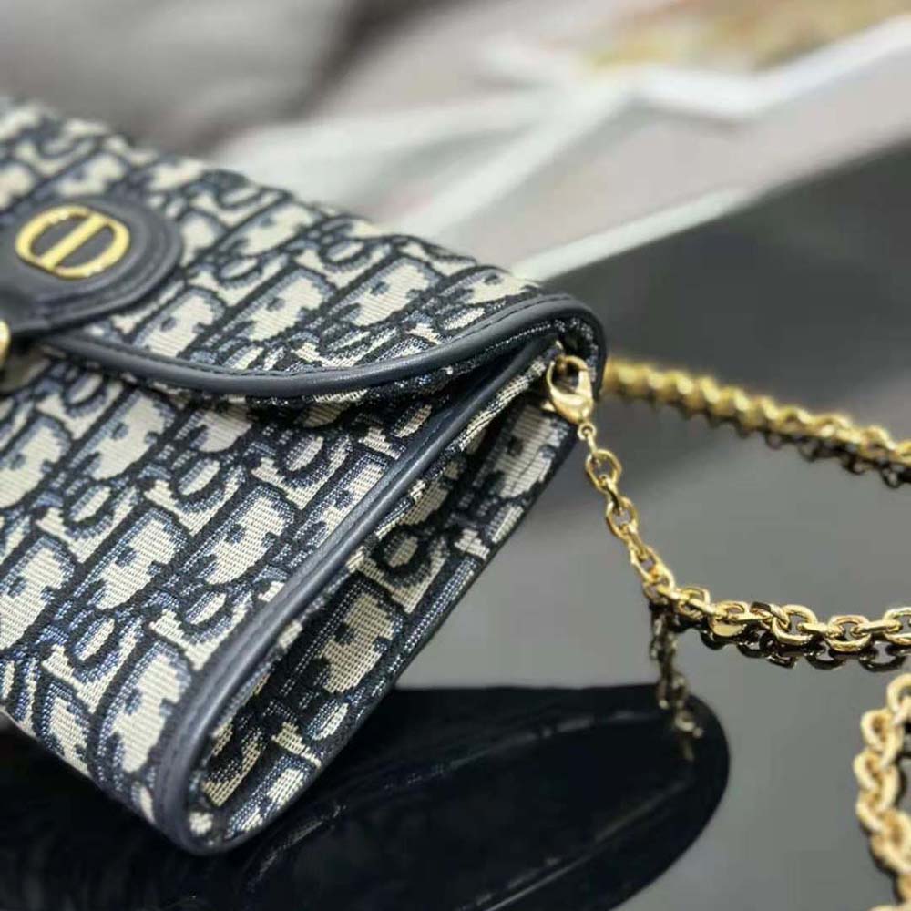 Dior Women Bobby East-west Pouch with Chain Blue Dior Oblique Jacquard - image 10