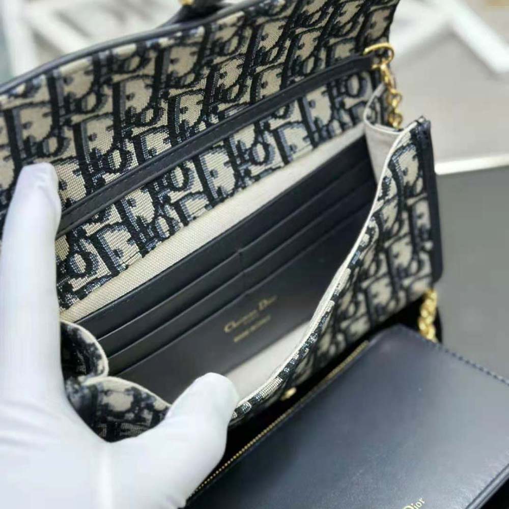 Dior Women Bobby East-west Pouch with Chain Blue Dior Oblique Jacquard - image 9