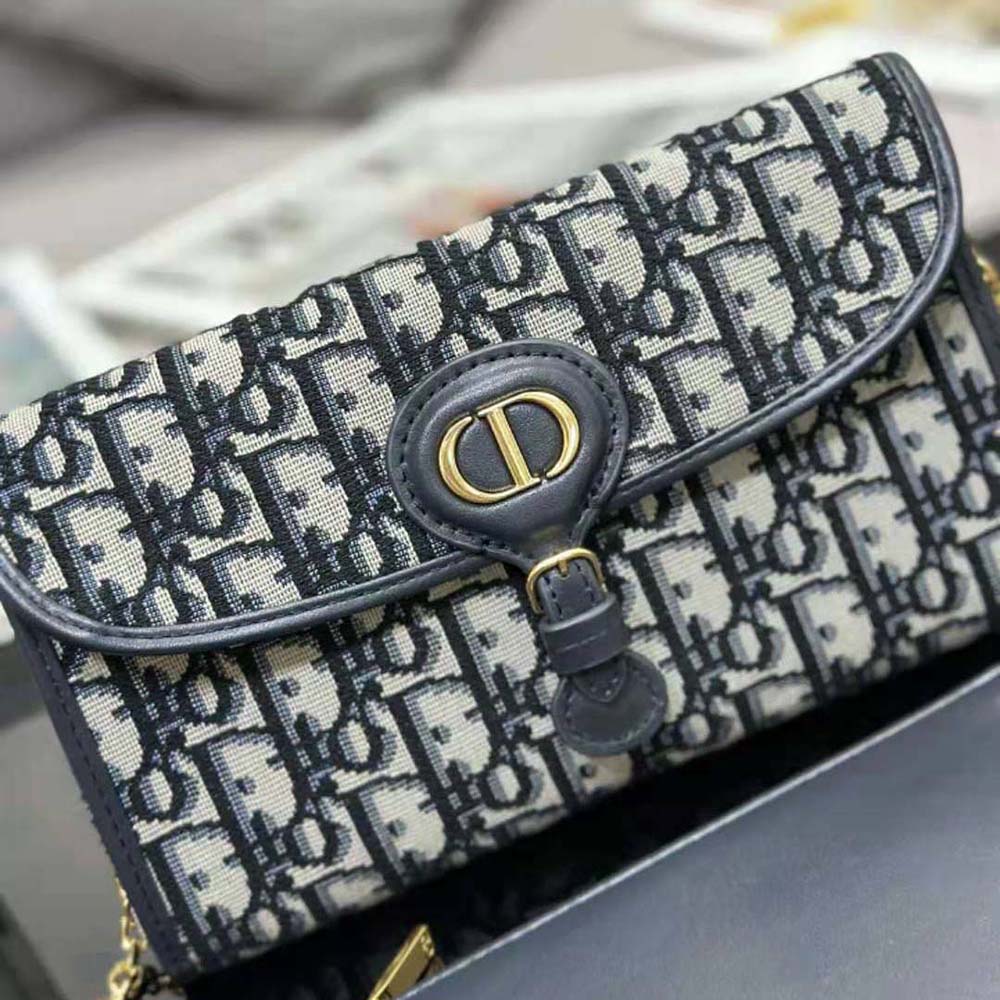 Dior Women Bobby East-west Pouch with Chain Blue Dior Oblique Jacquard - image 6