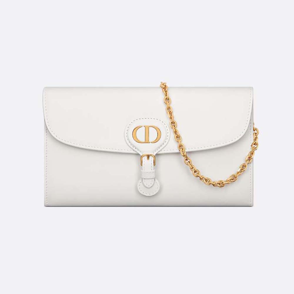 Front view of Dior Women Bobby East-west Pouch with Chain Latte Smooth Calfskin