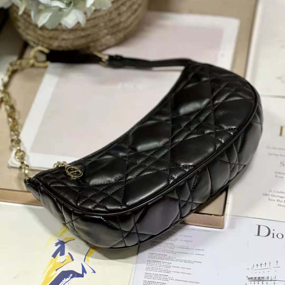 Dior Women CD Lounge Bag Black Supple Macrocannage Lambskin - image 6