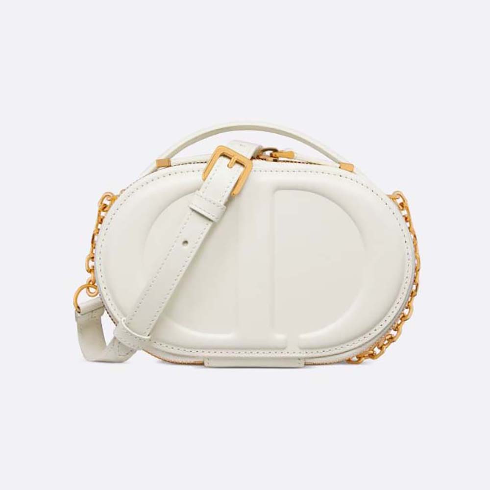 Front view of Dior Women CD Signature Oval Camera Bag Latte Calfskin