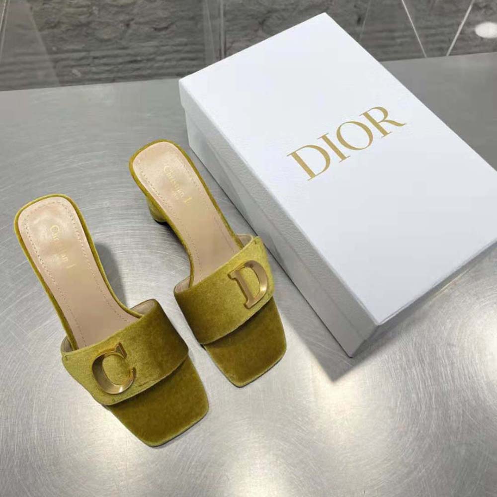 Side profile showing heel height of Dior Women C’est Dior Heeled Slide