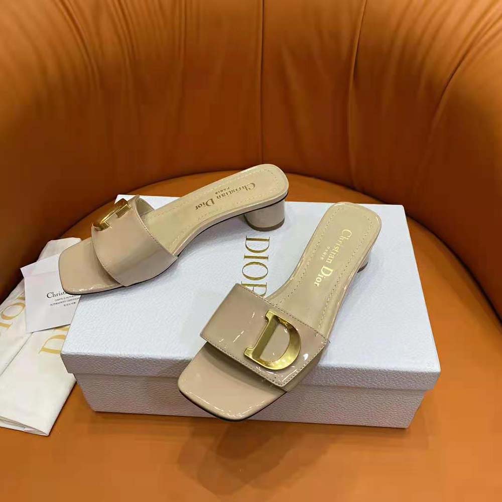Dior Women C’est Dior Heeled Slide Nude Patent Calfskin - image 4
