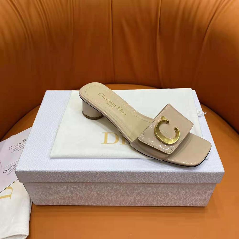 Dior Women C’est Dior Heeled Slide Nude Patent Calfskin - image 5