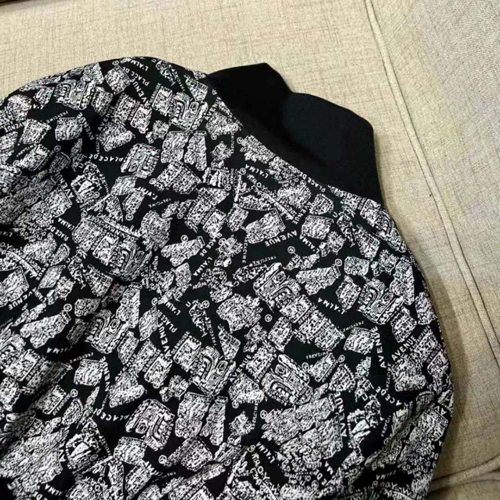 Dior Women Cropped Bomber Jacket Black and White Technical Taffeta Jacquard - image 6
