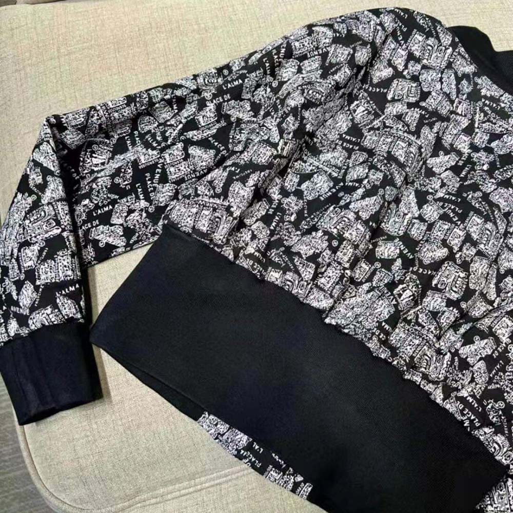 Dior Women Cropped Bomber Jacket Black and White Technical Taffeta Jacquard - image 9