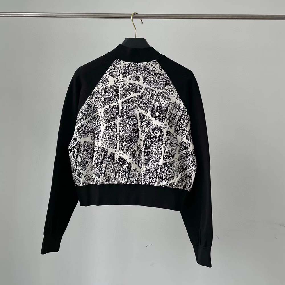 Close-up of Plan de Paris motif on Dior Women Cropped Bomber Jacket fabric