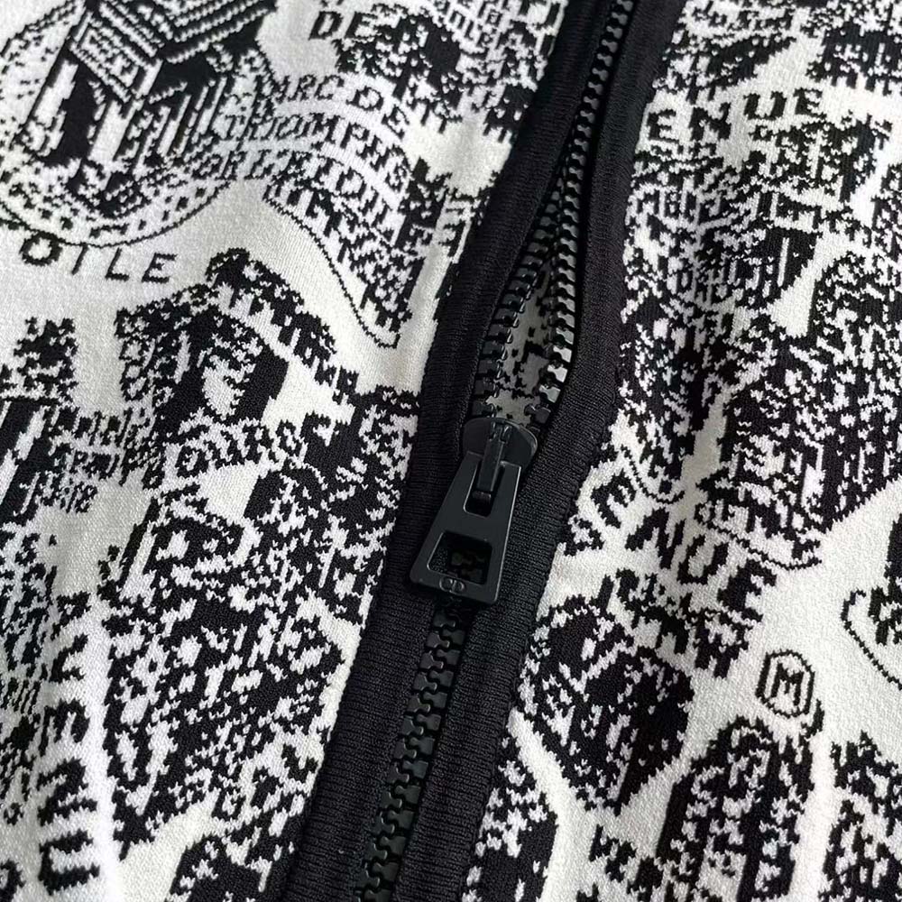 Dior Women Cropped Bomber Jacket Black and White Technical Taffeta Jacquard with Plan de Paris Motif - image 8